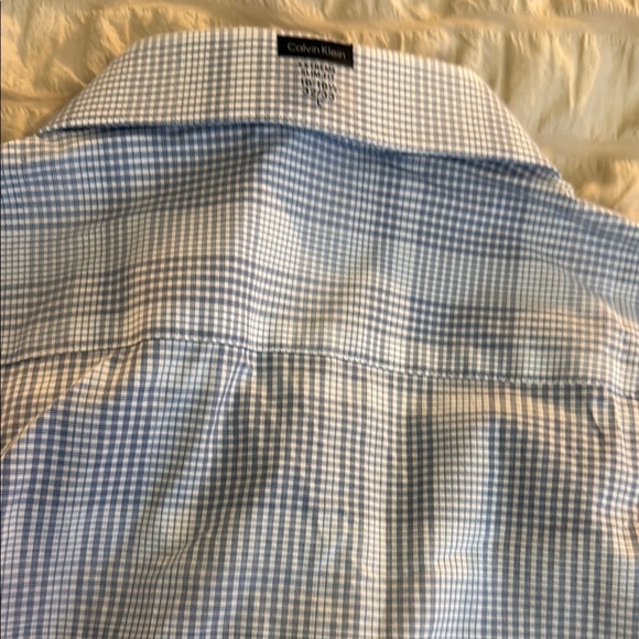 Calvin Klein Men's Blue Checkered Shirt long sleeve 16-16 1/2 32/33 Large NWT - Picture 10 of 10